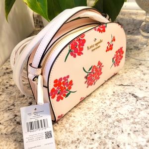 Kate Spade Perry Coastal Floral Leather Peach Dome Crossbody Bag K8676 $279